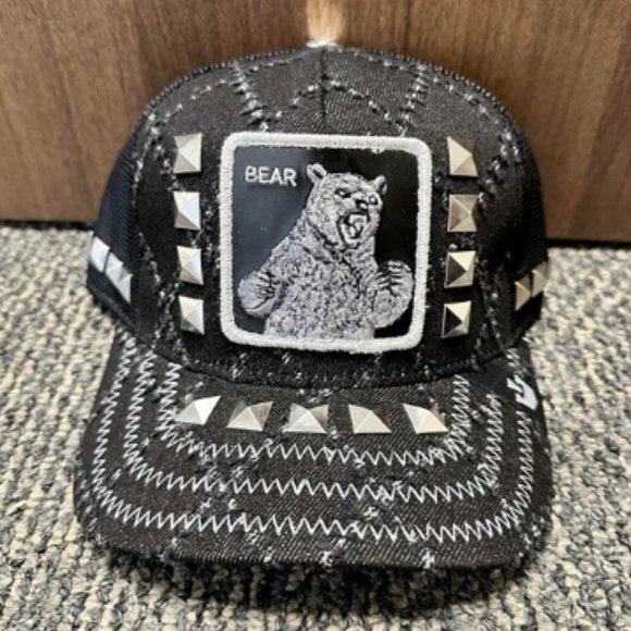 Goorin Bros Animal The Farm Trucker Baseball Snapback Hat Cap Bear Metal Black